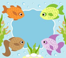 Cartoon background card with fish