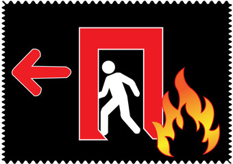 Emergency fire exit with arrow direction to left side