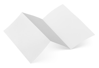 Empty fold flyer isolated on white with clipping path