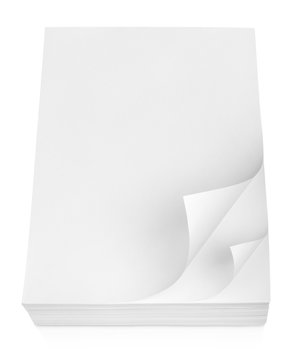 Stack of white paper isolated on white with clipping path