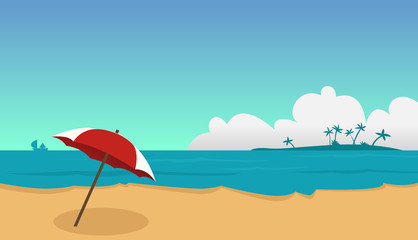 Fototapeta na wymiar Beach and umbrella