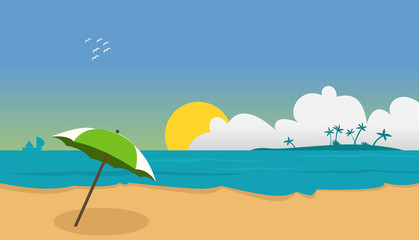 Fototapeta na wymiar Beach and umbrella