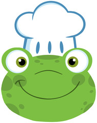 Cute Frog Smiling Head With Chef Hat