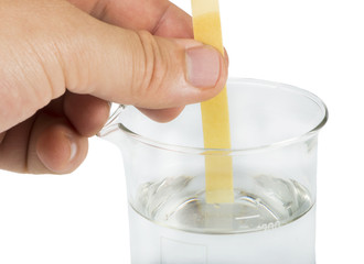 Litmus paper and beaker