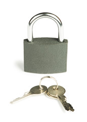 Grey padlock and keys
