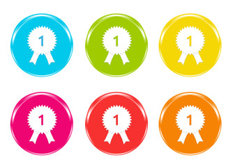 Iconos de colores símbolo de premio, reconocimiento o número 1