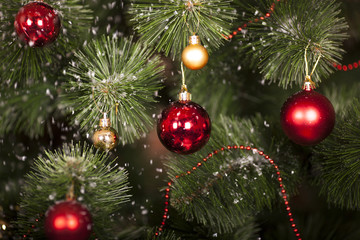 Christmas toys on a Christmas tree