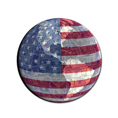 American flag globe with currency illustration