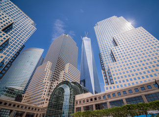 New York Freedom tower wide angle shot