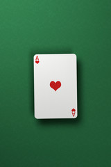 Ace of Hearts floating above green felt surface