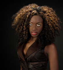Beautiful African American woman with gorgeous lips and big hair