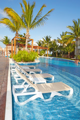 Swimming pool at caribbean resort.