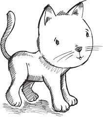 Kitten Sketch Doodle Vector Cat Illustration Art
