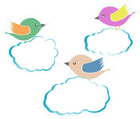 Birds On Clouds isolated on white