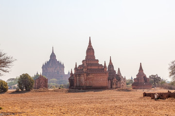 Panorama with pagodas in Bagan