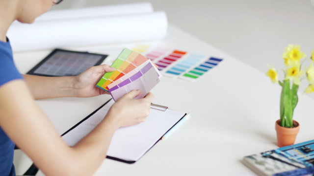 woman with color samples for selection