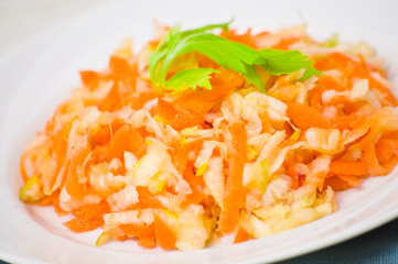salad with celery, carrots and apples