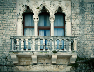 Naklejka premium old window with a small balcony, in city of Zadar, Dalmatia, Cro