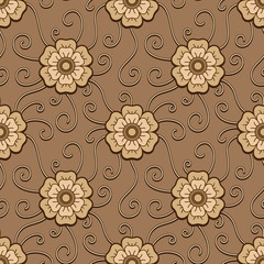 Floral chocolate cake seamless pattern