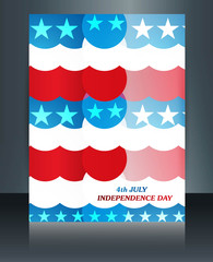 American flag independence day texture brochure card vector
