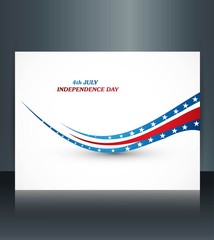 American flag independence day wave brochure card vector illustr