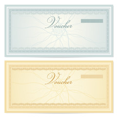 Gift certificate / Voucher / Coupon template. Guilloche pattern