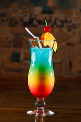 Tropical cocktail in glass