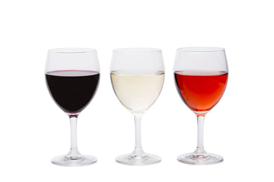 A set of three glasses of wine