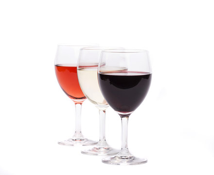 A set of three glasses of wine