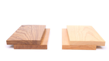 Two boards (acacia, oak) and two boards (elm, lime)