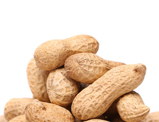 White background and peanuts
