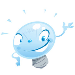 Obraz premium A happy cartoon bulb character presenting