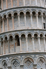 Fototapeta na wymiar Detail of leaning Tower of Pisa in Italy in Pisa