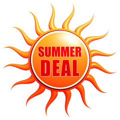 summer deal in 3d sun label
