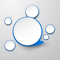 Paper white-blue round speech bubbles.