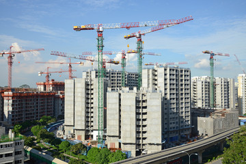 Tower Cranes At A Construction Site