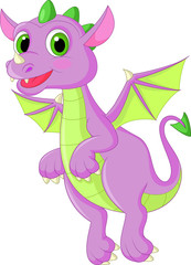 Cute dragon cartoon flying