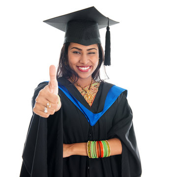 Indian Graduate Student Giving Thumb Up Hand Sign