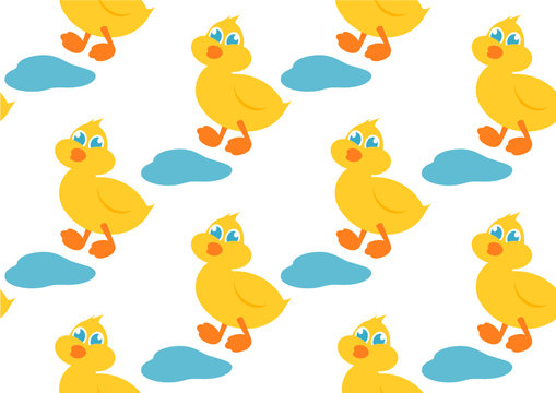 Yellow Duck Seamless Background