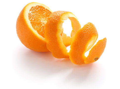 orange peel, orange rind, on white background