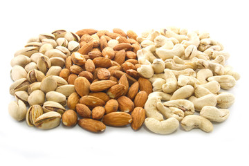 Almonds, cashews and pistachios