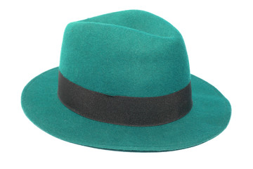 green top hat in white background