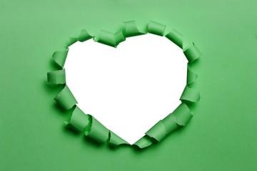Papier, Herzform, Grün, freigestellt