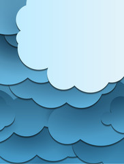 Paper cut clouds background or design template