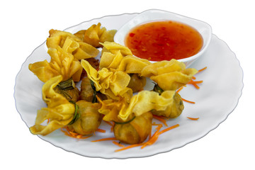 Fried flour sheet wrapped shrimp