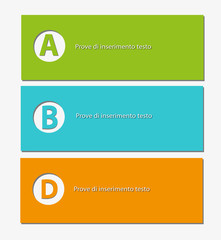 tre etichette in differenti colori  con spazio per il testo