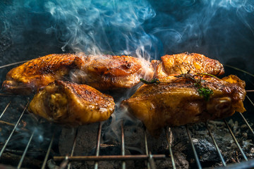 BBQ berbecue Baked Chicken legs meat food roast grilled