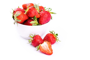 Fresh strawberries isolated on white background.