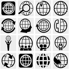 Globe earth vector icon set on gray