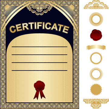 Certificate Template - gold and dark blue design